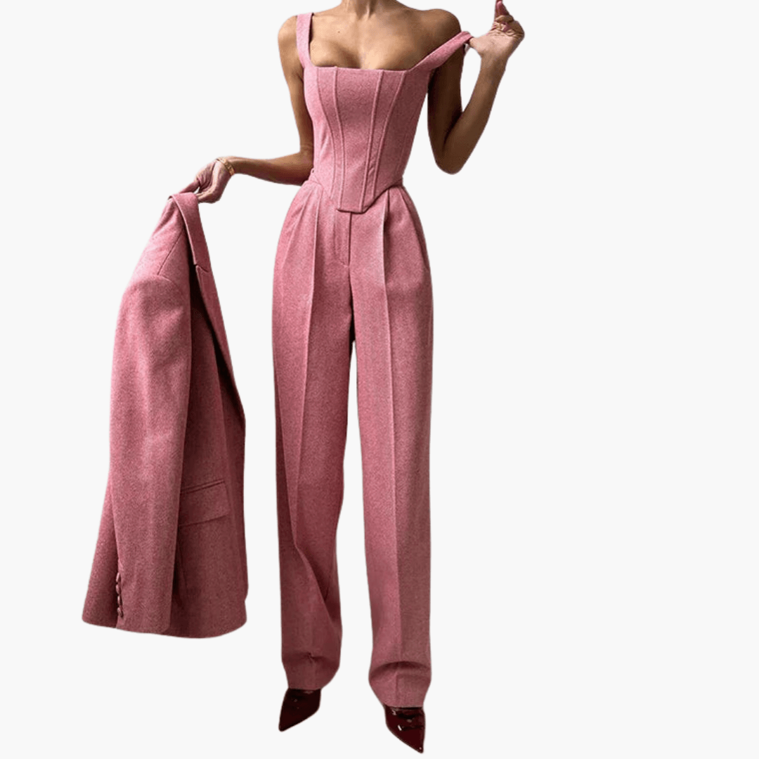 Women's Fitted Blazer Pantsuit - Chic and Professional