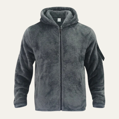 Warm Men's Fleece Zip Up Hooded Jacket