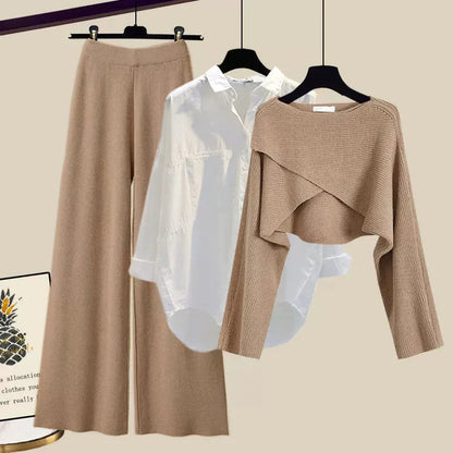 Women's Three-Piece Long Sleeve Set – Modern Casual Outfit for Everyday and Home