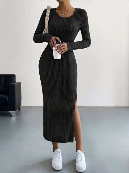 Women's Long Sleeve Dress | Ribbed Maxi