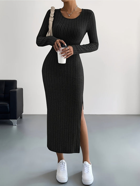 Women's Long Sleeve Dress | Ribbed Maxi