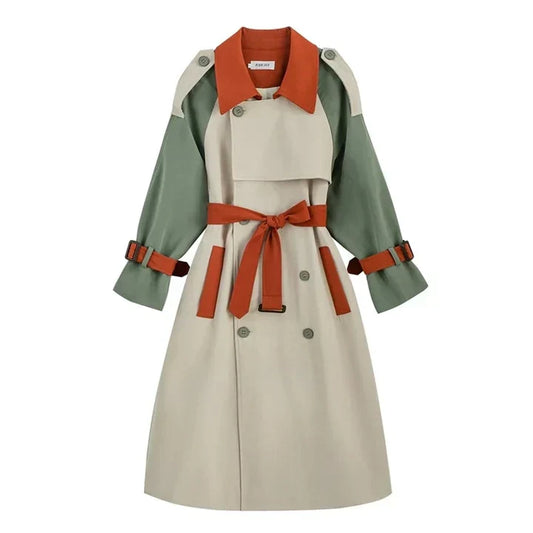 Women's Anelle Long Coat with Colorful Details