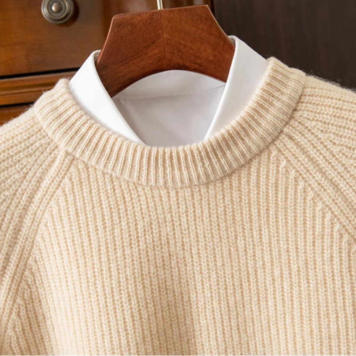 Warm Mens Merino Wool Crew Neck Winter Sweater
