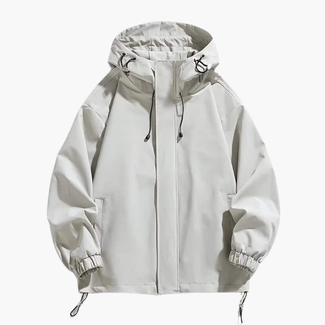 Waterproof Hooded Zip Up Mens Jacket with Adjustable Hem
