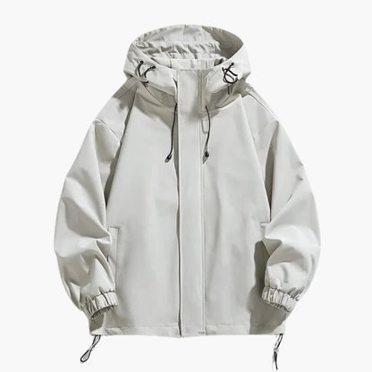 Waterproof Hooded Zip Up Mens Jacket with Adjustable Hem