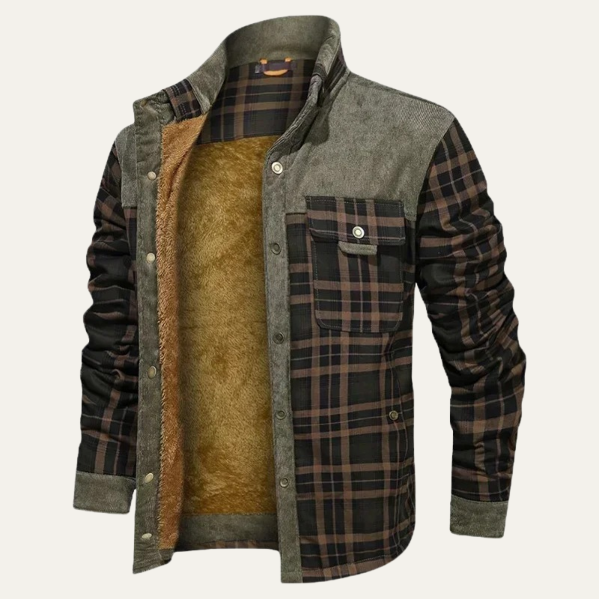 Warm Plaid Check Men's Winter Coat