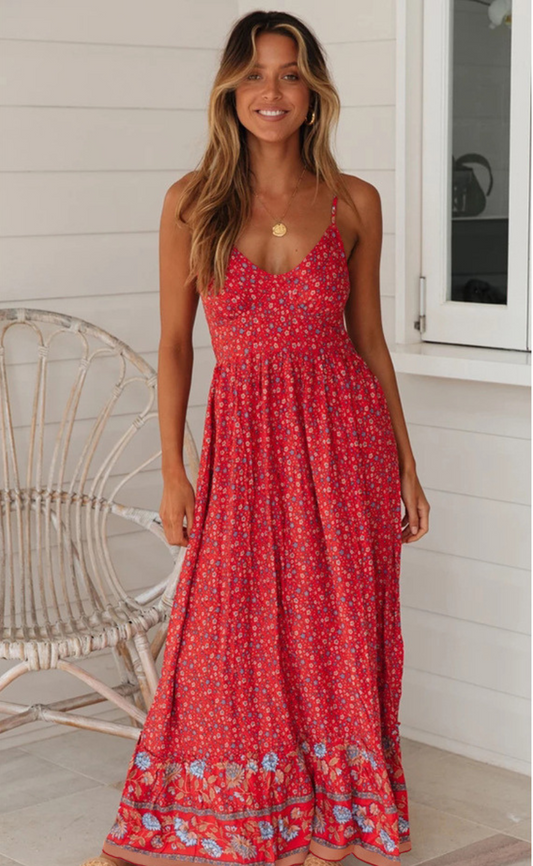 Beatrix | Bohemian Dress for Women with Floral Pattern and Empire Waist