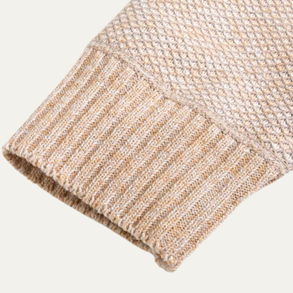 Warm Men's Crew Neck Knit Zip Sweater