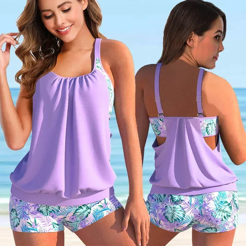 Beautiful Flower Pattern Swimwear Set
