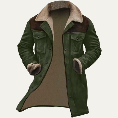 Warm Suede Fleece Lined Mens Winter Coat with Pockets