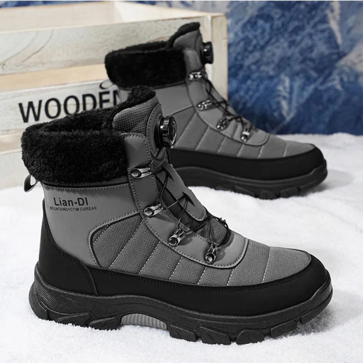 Warm Insulated Men's Snow Boots with Fur Lining