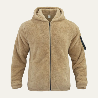 Warm Men's Fleece Zip Up Hooded Jacket - Nocini