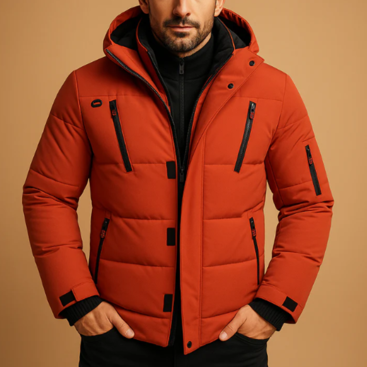 Waterproof Insulated Men's Puffer Coat with Hood