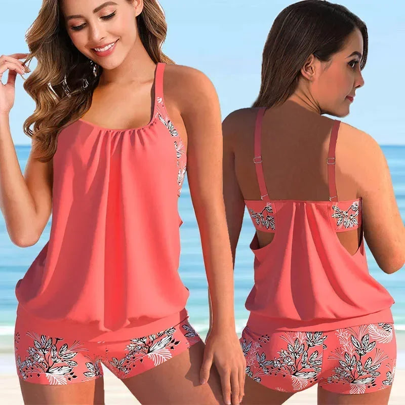 Beautiful Flower Pattern Swimwear Set