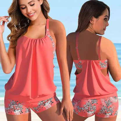 Beautiful Flower Pattern Swimwear Set