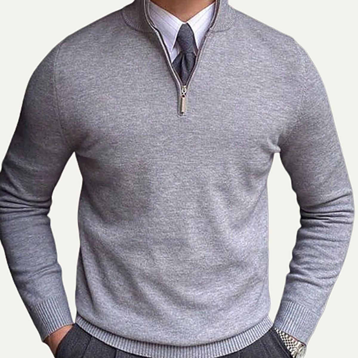 Warm Classic Men's Cashmere Half Zip Sweater