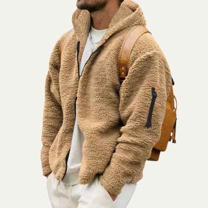 Warm Men's Fleece Zip Up Hooded Jacket