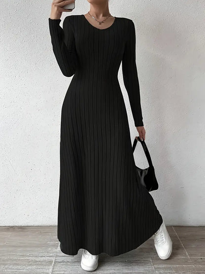 Women's Long Sleeve Maxi Dress | Ribbed Design