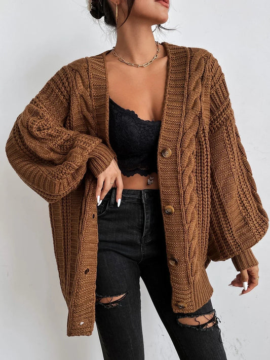 Women's Chunky Cable Knit Cardigan | Oversized