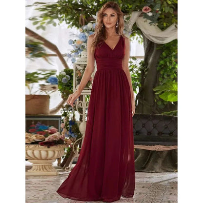 Zahraa | Long Dress with V-Neck and Sleeveless – Chic and Modern Style