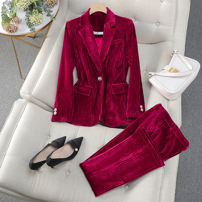 Velvet jacket and pants for women