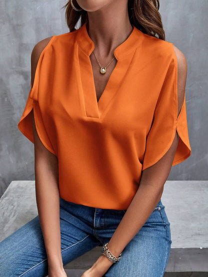 Women's Relaxed Fit V Neck Short Sleeve Top