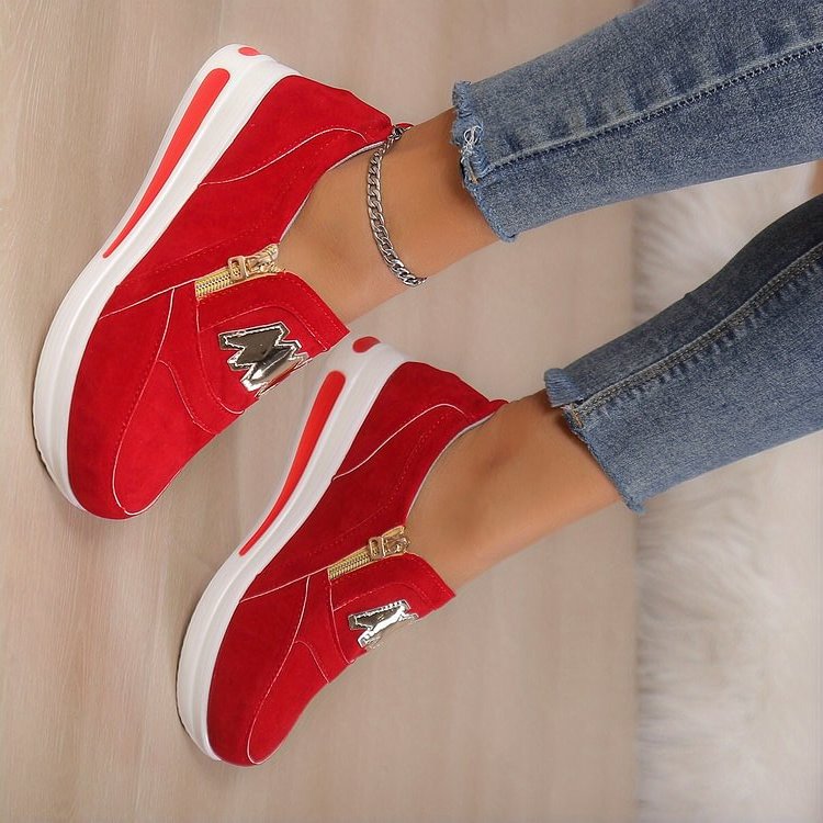 Velonna - Women's Zip-Up Platform Sneakers