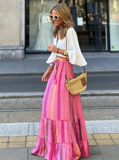 Beautiful Flowy Maxi Skirt with Stretch Waist