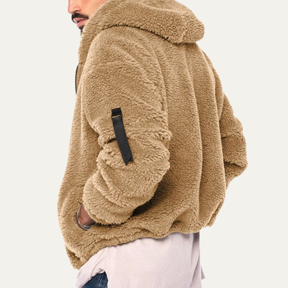 Warm Men's Fleece Zip Up Hooded Jacket