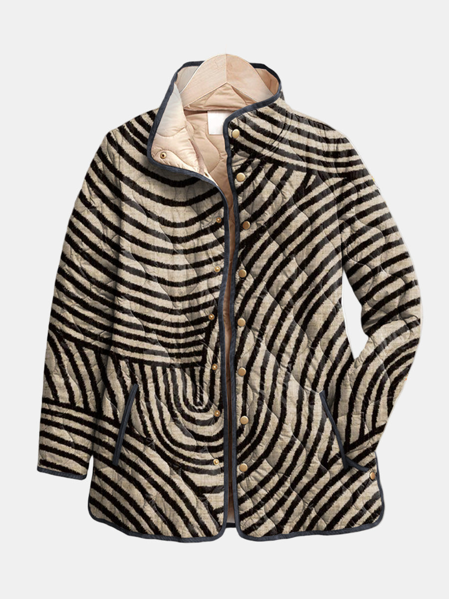 Vintage Round Pattern Padded Jacket - Olytrend
