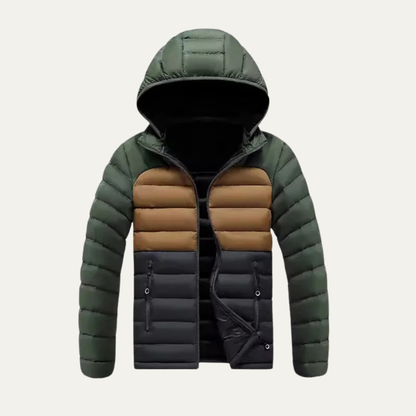 Warm Men's Puffer Jacket with Removable Hood