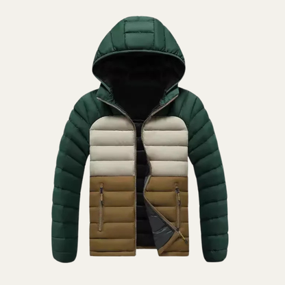 Warm Men's Puffer Jacket with Removable Hood