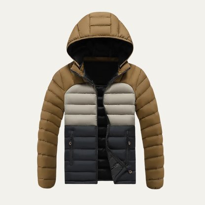 Warm Men's Puffer Jacket with Removable Hood