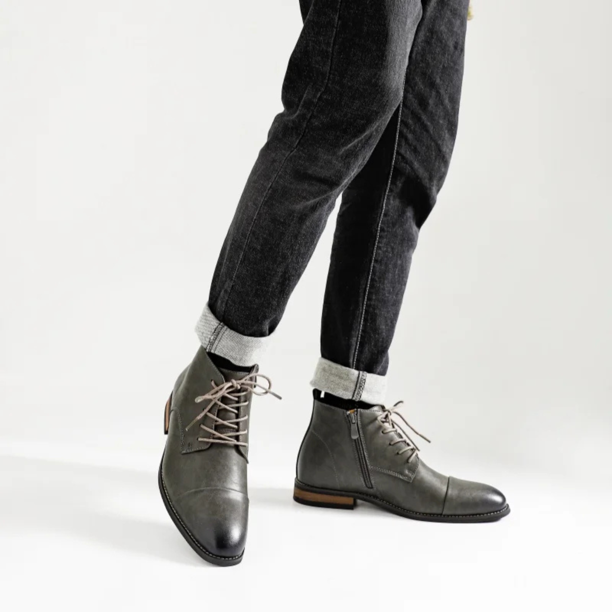 Brown Leather Ankle Boots for Men