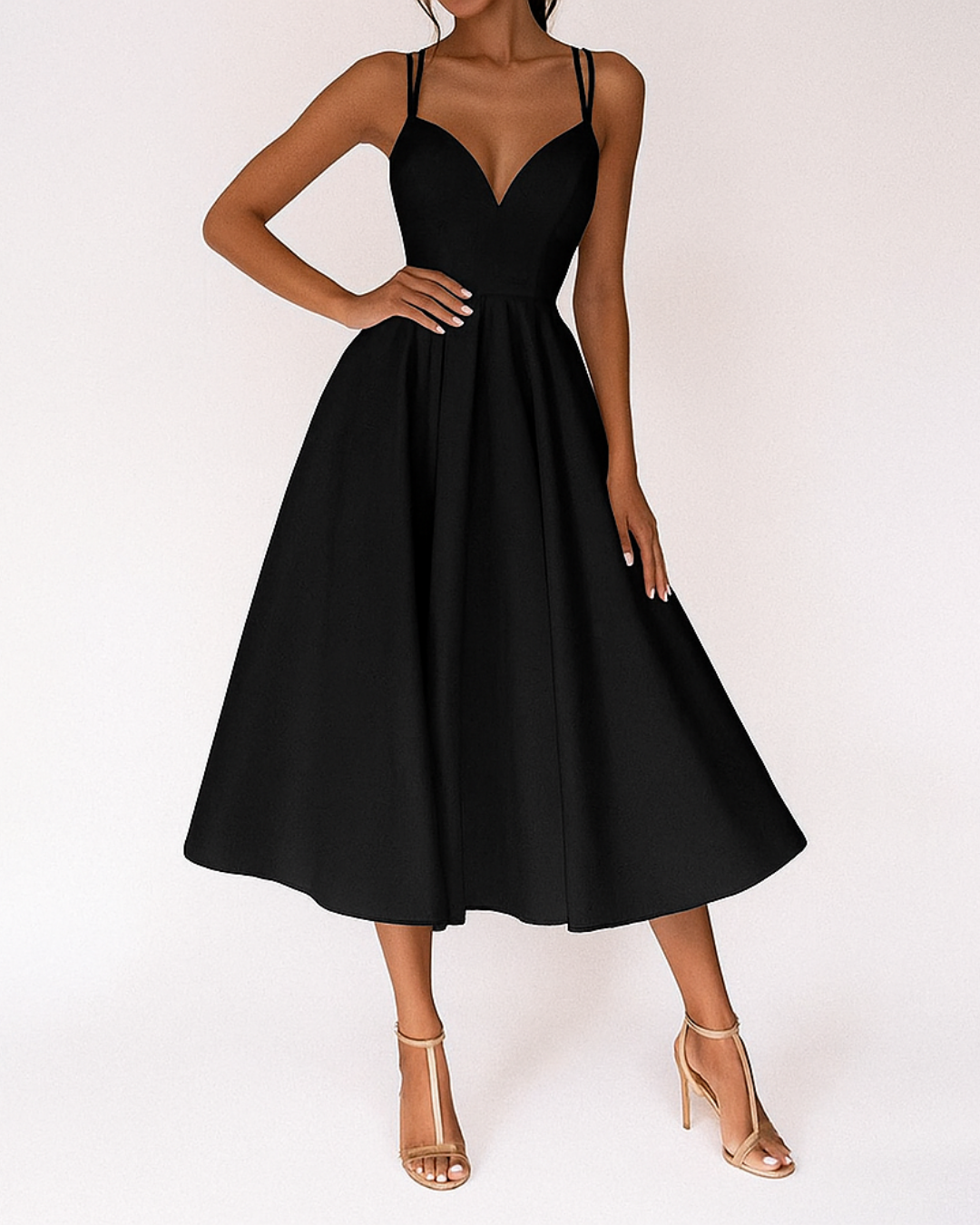 Women's Formal V Neck Party Midi Dress
