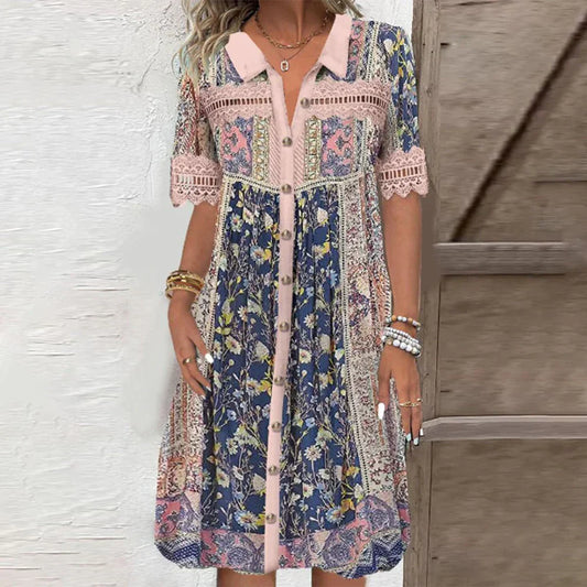 Adorable Madison mini dress: short sleeves, printed design