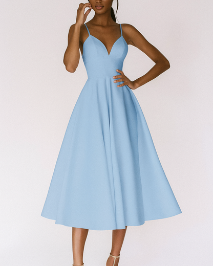 Women's Formal V Neck Party Midi Dress