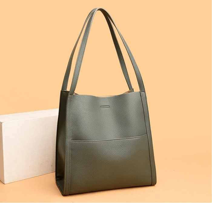 Vegan leather shoulder bag, handmade with Ruby