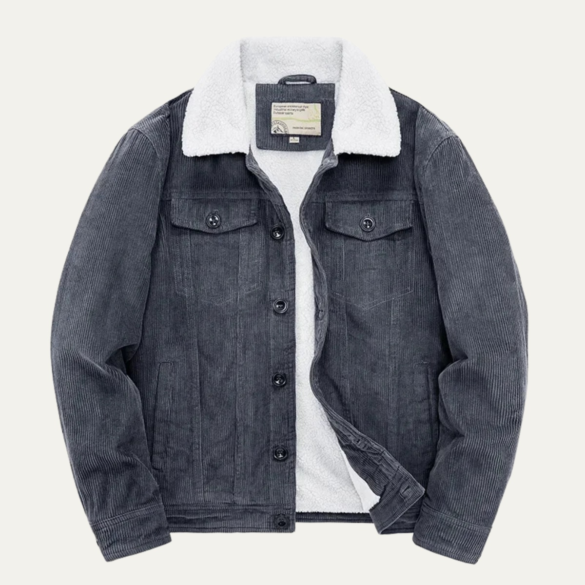 Warm Mens Corduroy Fleece Lined Winter Coat
