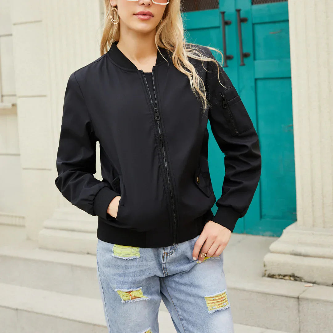 Women's Casual Bomber Jacket: Varcity Style