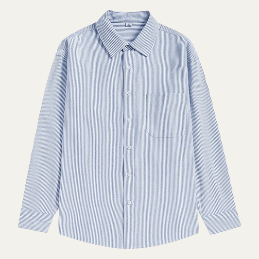 Casual Men's Striped Button Down Shirt with Pocket - Nocini