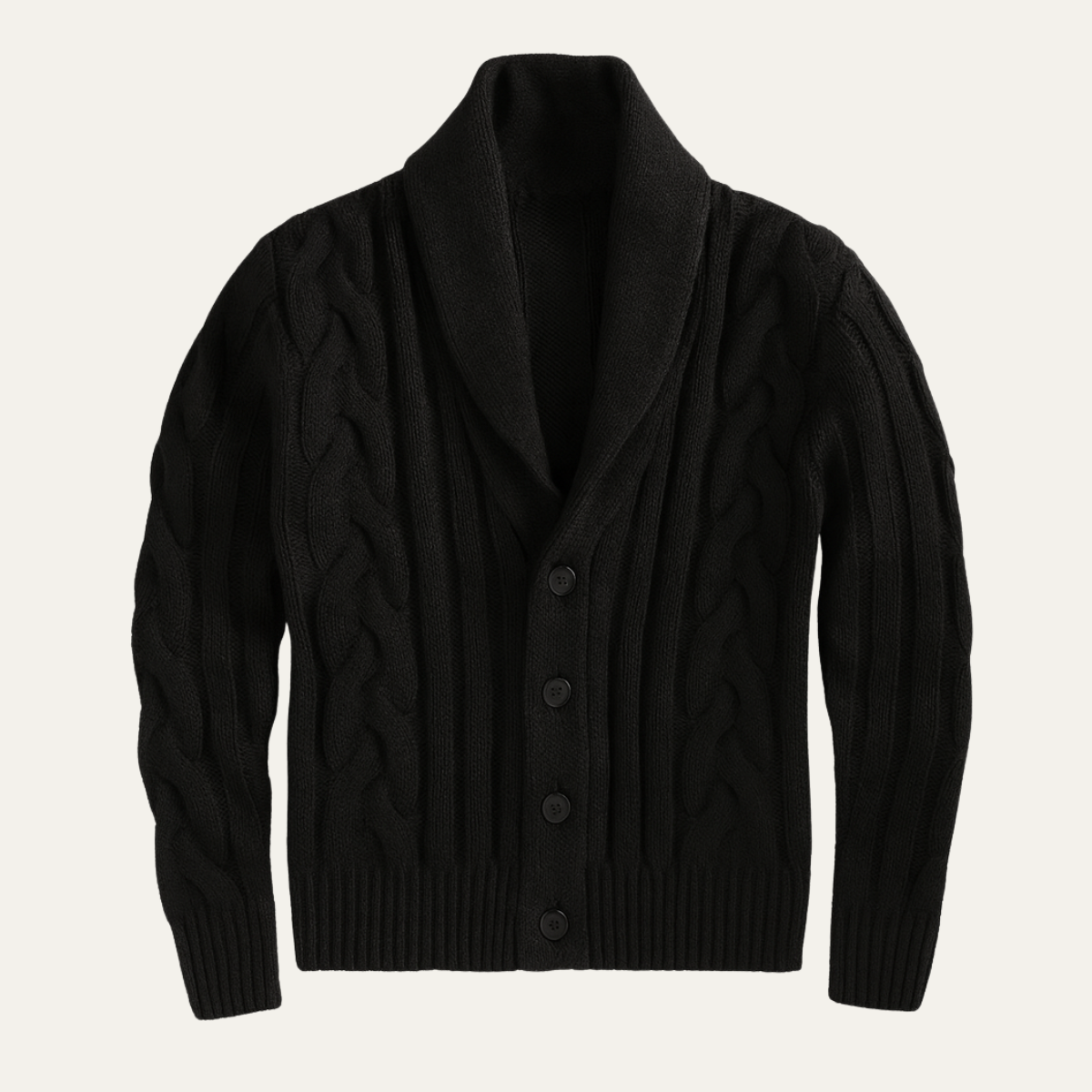 Warm Mens Cable Knit Crew Neck Cardigan Sweater - Nocini
