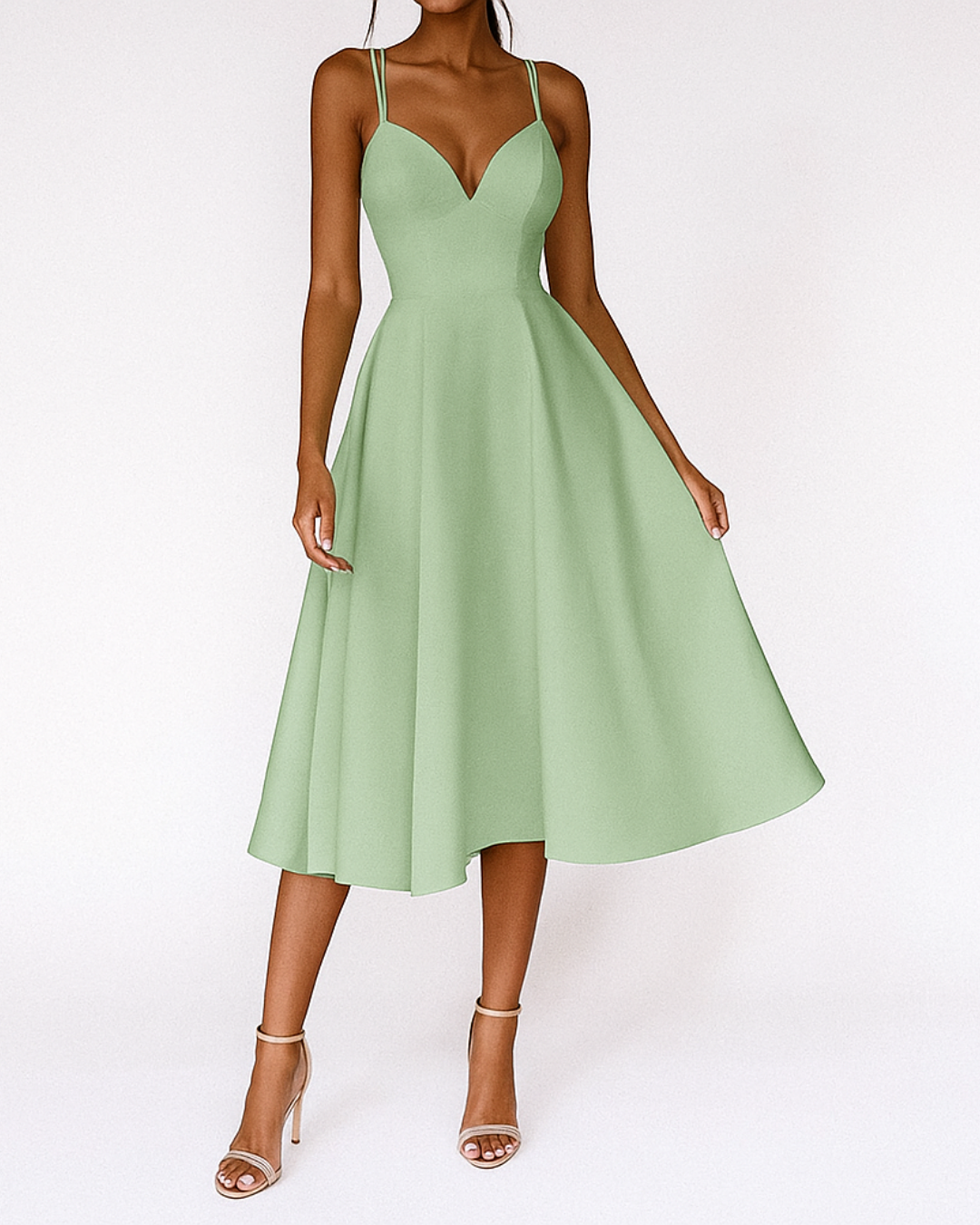Women's Formal V Neck Party Midi Dress