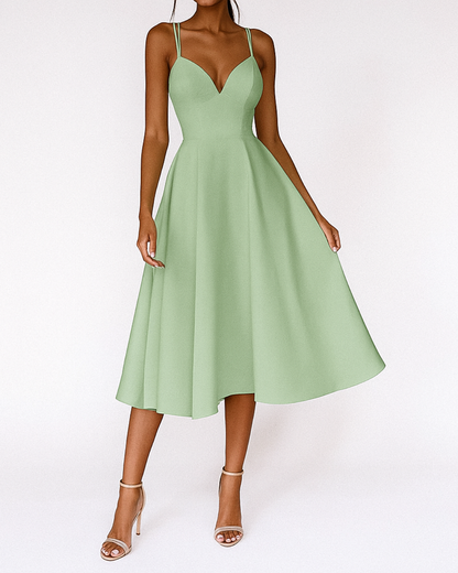 Women's Formal V Neck Party Midi Dress