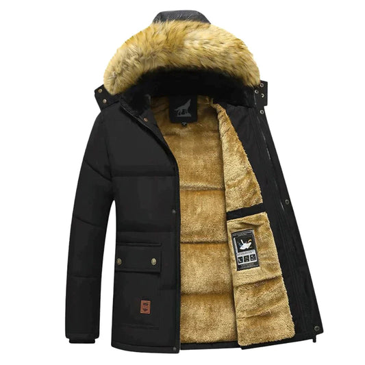 Warm Waterproof Men's Coat with Removable Hood - Olytrend