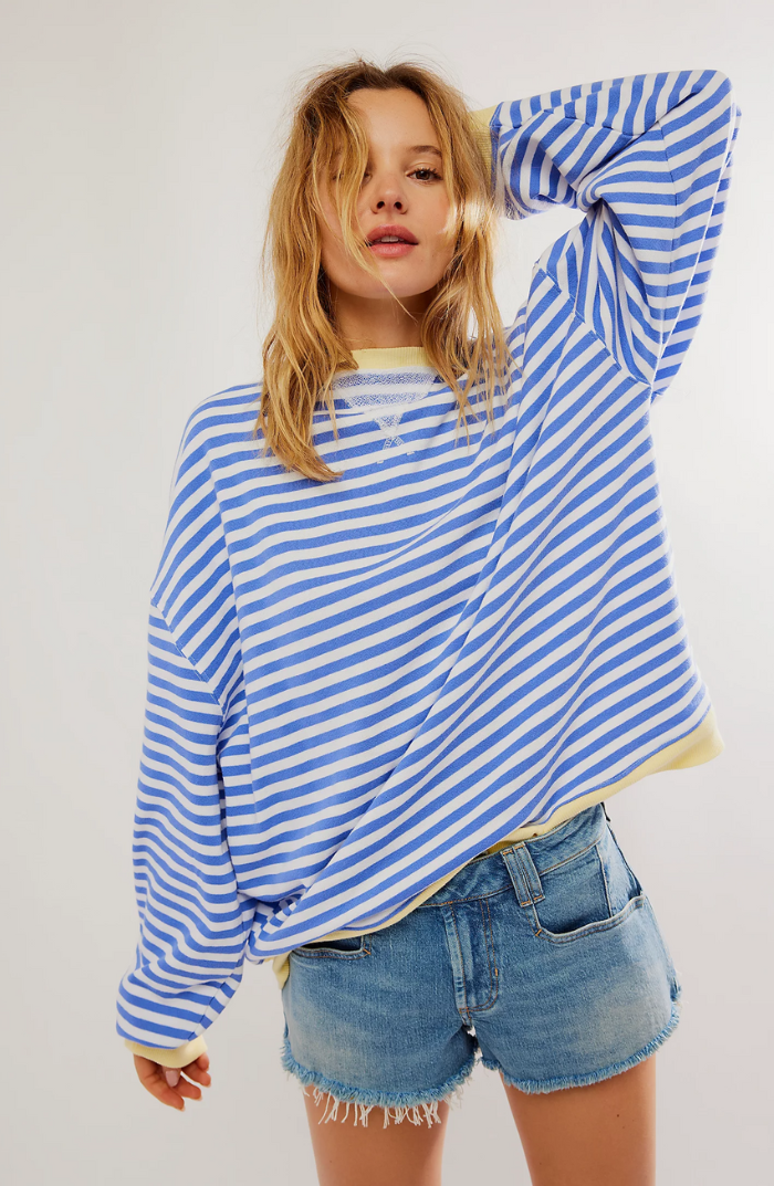Women's casual sweatshirt: stripes & contrasting details