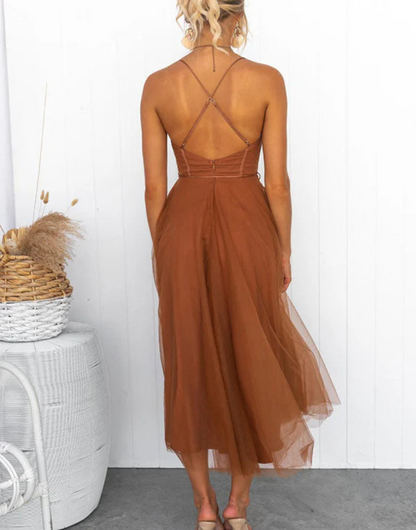 Women's Breathable Tank Maxi Dress with V Neck