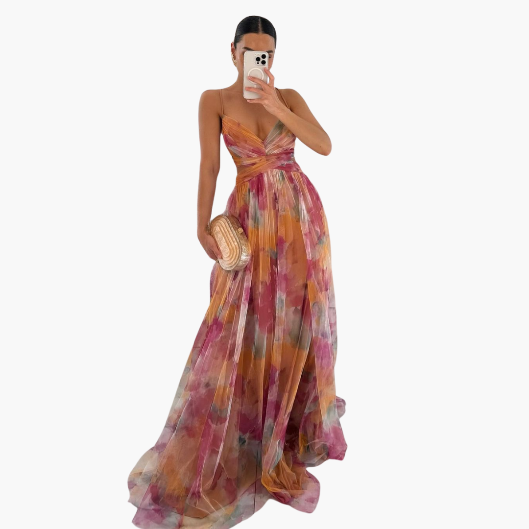 Beautiful Long Dress for Ladies with Flower Print - Olytrend