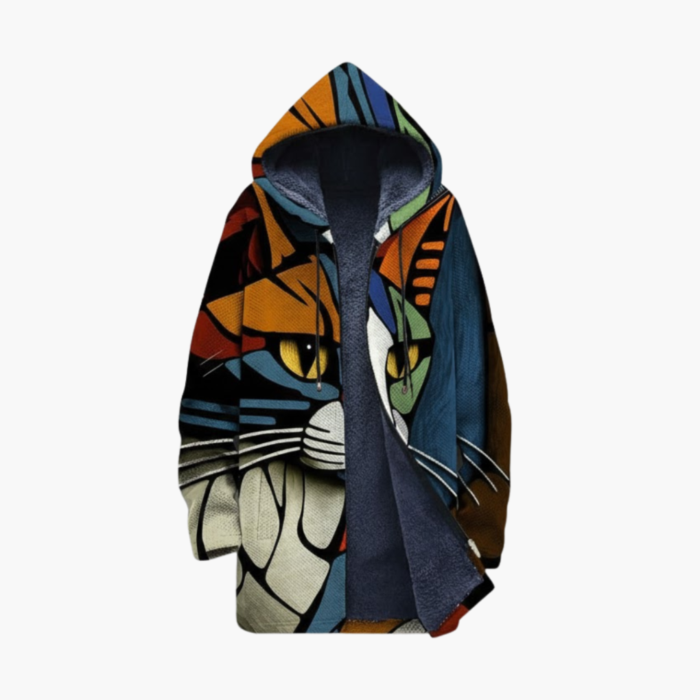 Casual Hoodie Sweater with Fun Cat Pattern - Olytrend