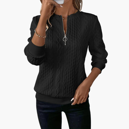 Women's Cable Knit Zip Up Sweater